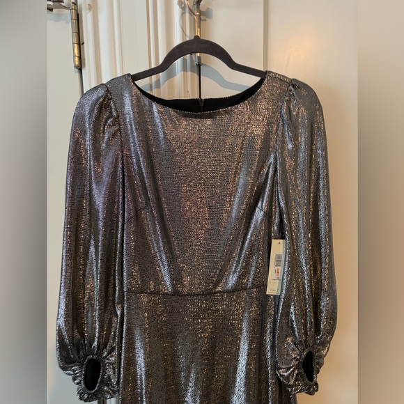 Eliza J Metallic Silver Long Sleeve Dress - Picture 5 of 7